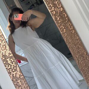 J.Crew White Tiered Popover Short Midi Casual Sleeveless White Dress Size 2 NEW